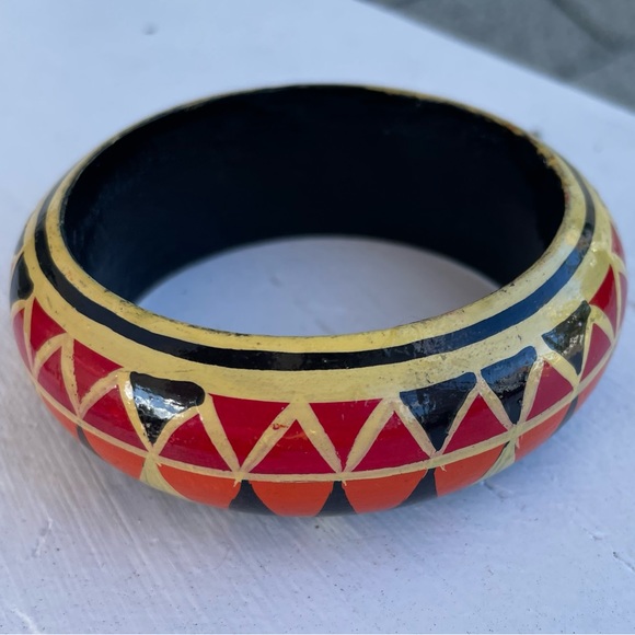 Hand-Painted Wooden Bangle - Picture 6 of 7